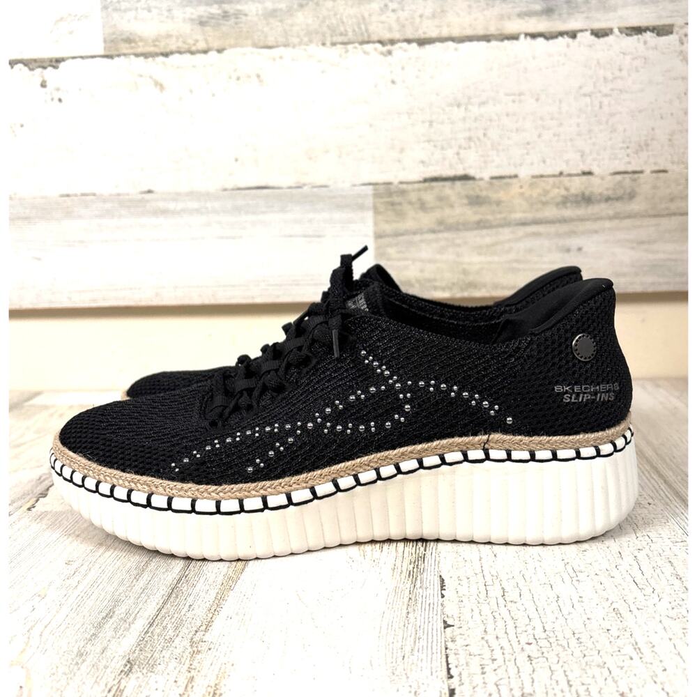 Skechers Womens 8.5 Black Platform Martha Stewart Slip Ins Wilshire Sneaker NEW